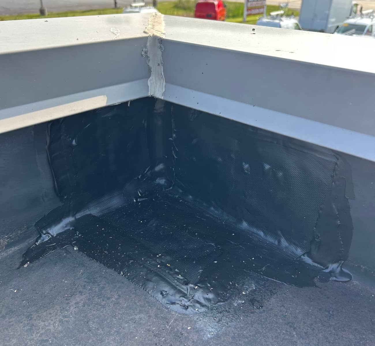 flat roof repair using liquid EPDM