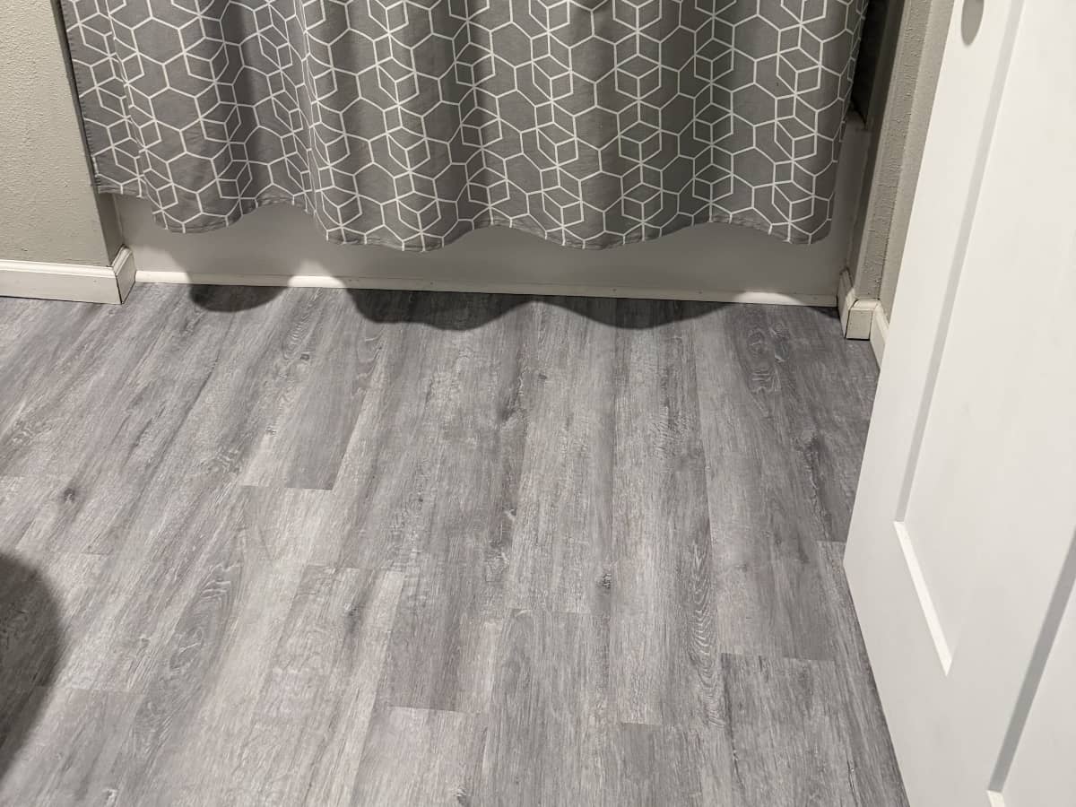 Bathroom remodel with new floor