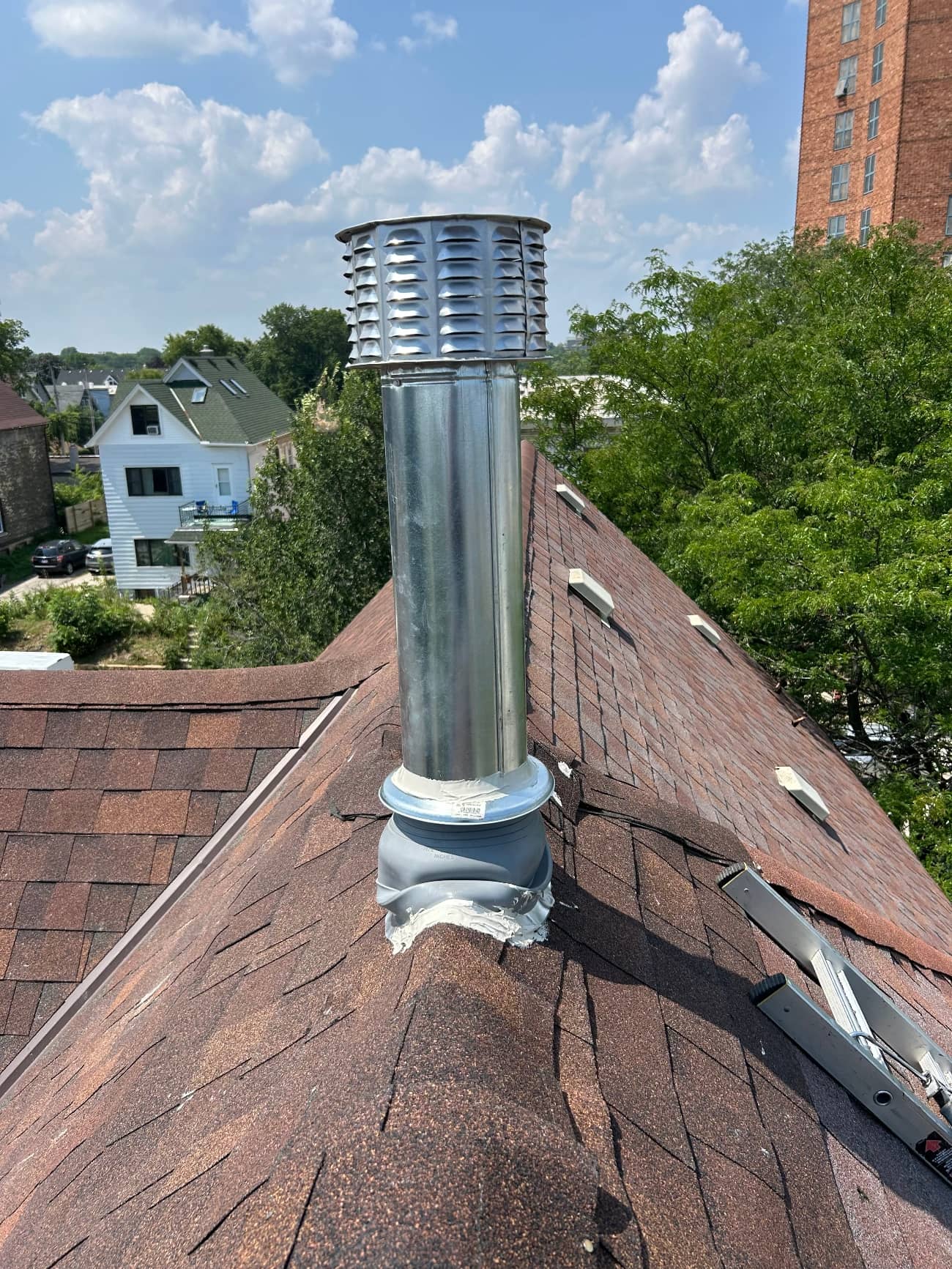 chimney repair with cap and flue installation