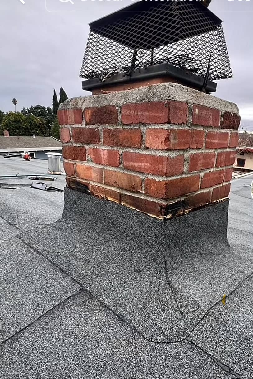 chimney repair for flat roof with material to cover up leaks