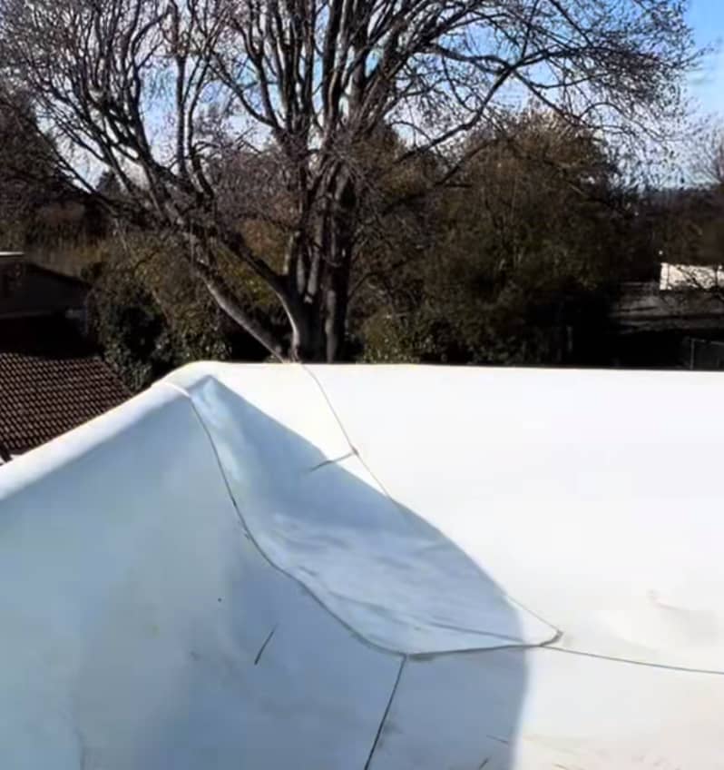 TPO welded to cover up leak opening